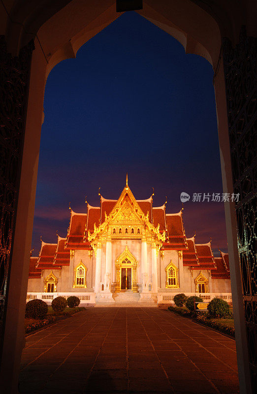 亚洲，大理石寺庙(Wat Benchamabophit)，曼谷，泰国。